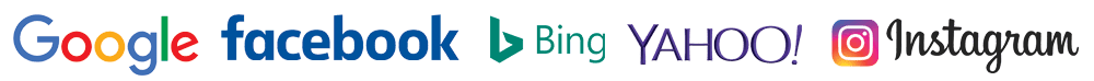Google, Bing, Yahoo, Facebook, Instagram